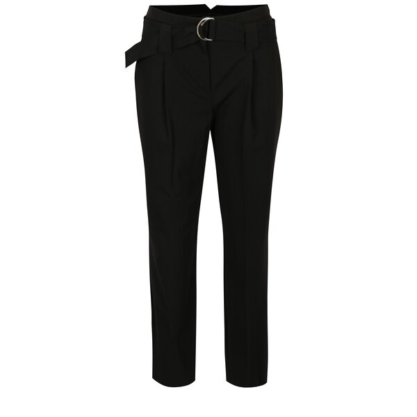 Pantaloni cropped negri cu cordon in talie Dorothy Perkins