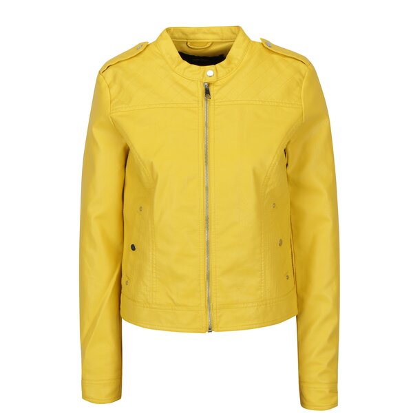 Jacheta biker galbena din piele sintetica VERO MODA Alice