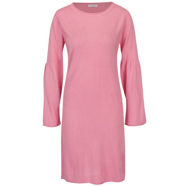 Rochie-pulover roz cu maneci cu pliuri Jacqueline de Yong Stardust