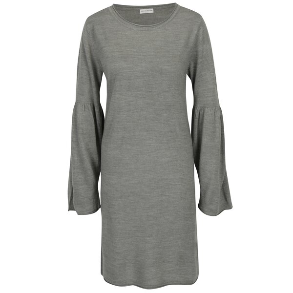 Rochie-pulover gri cu maneci cu pliuri Jacqueline de Yong Stardust
