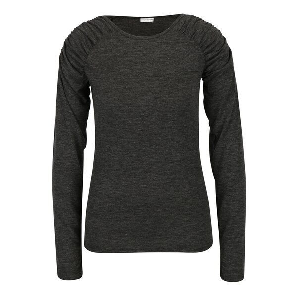 Bluza gri inchis melanj cu pliuri pe umeri Jacqueline de Yong Adora