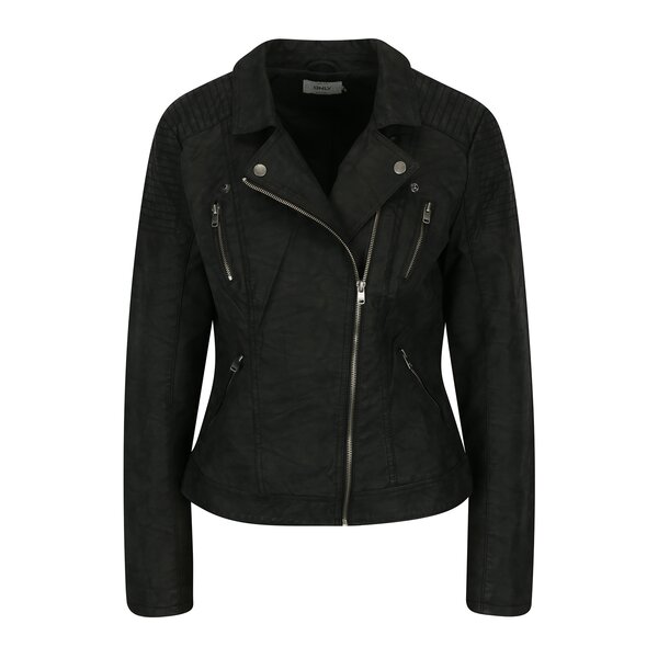 Jacheta biker gri inchis cu detalii matlasate ONLY Steady