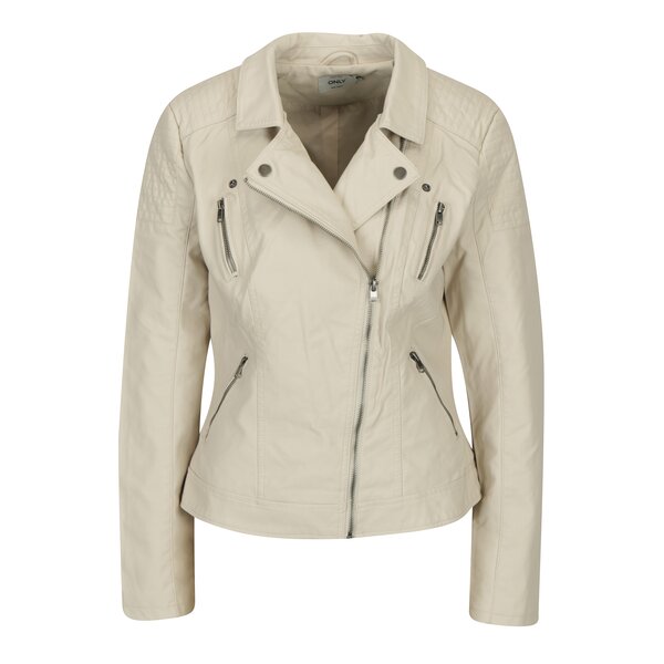 Jacheta biker crem cu detalii matlasate ONLY Steady