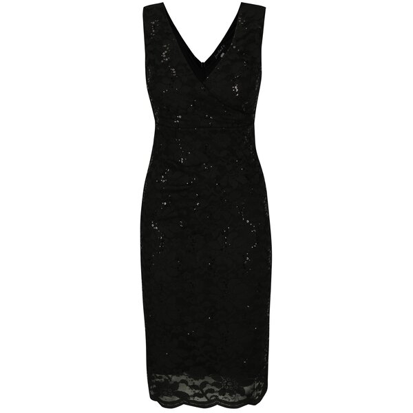 Rochie neagra din dantela cu decolteu dublu - Scarlett B