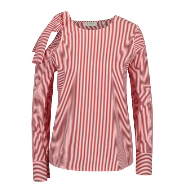 Bluza rosu & alb cu print in dungi si decupaj pe un umar - Rich & Royal