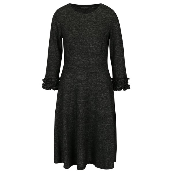 Rochie gri melanj cu maneci 3/4 si volane - Dorothy Perkins