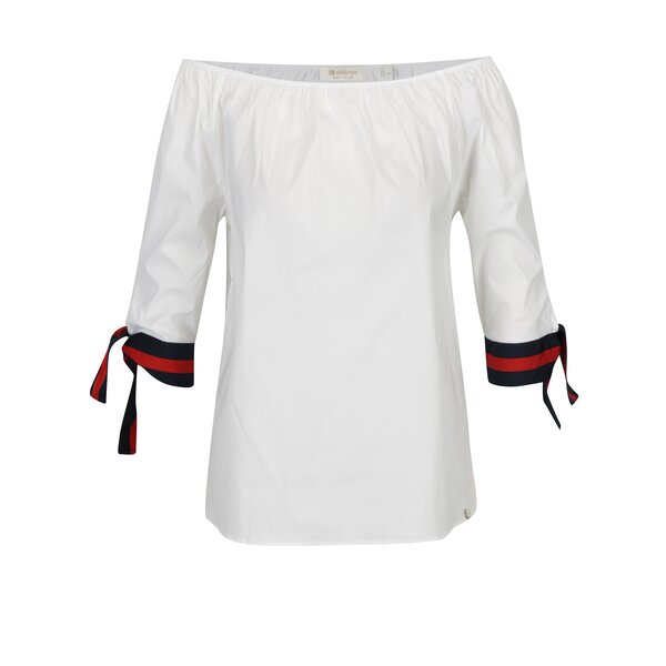 Bluza alba cu snururi pe maneci si decolteu pe umeri - Rich & Royal