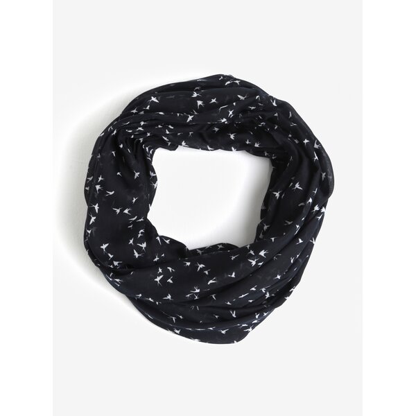 Esarfa circulara bleumarin cu print pasari Pieces Rowan