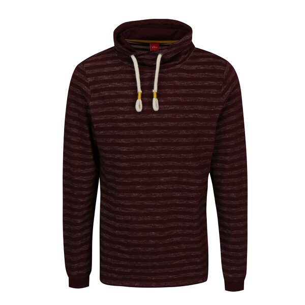 Bluza bordo cu guler inalt si dungi pentru barbati - s.Oliver