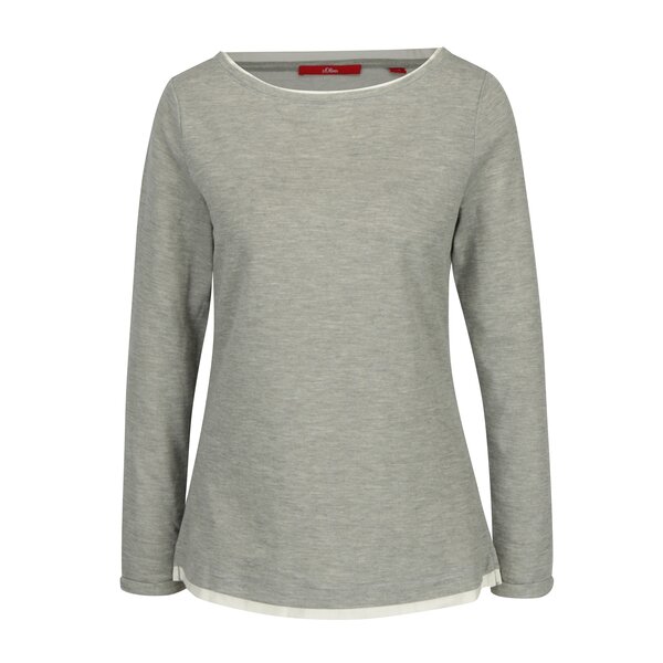 Bluza gri melanj cu decolteu barcuta pentru femei - s.Oliver