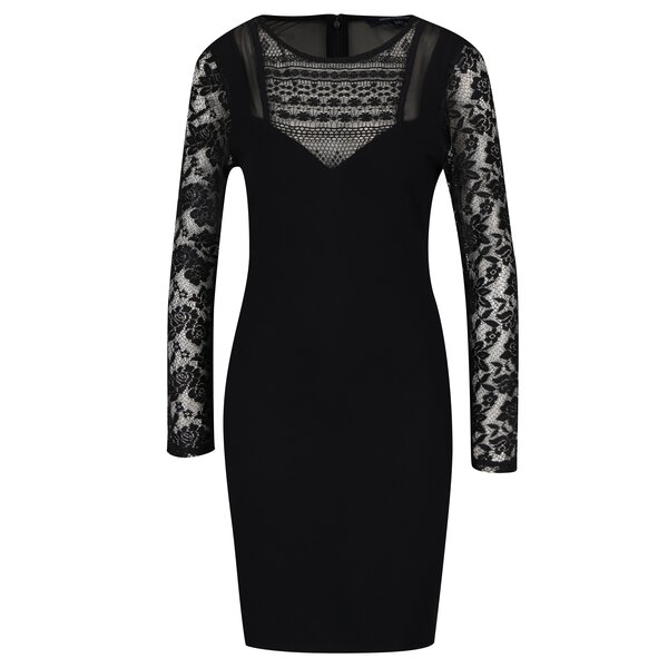 Rochie neagra cu decolteu si maneci din dantela - French Connection Mia