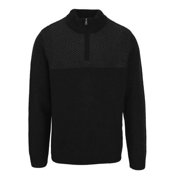 Pulover negru cu guler inalt si fermoar - Burton Menswear London