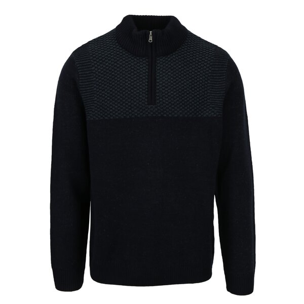 Pulover bleumarin cu guler inalt si fermoar - Burton Menswear London