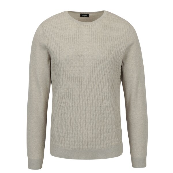 Pulover subtire bej cu model discret - Burton Menswear London