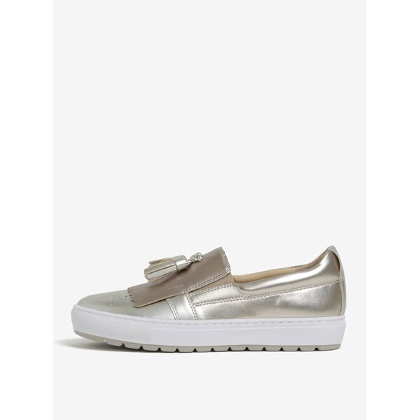 Pantofi slip on aurii cu franjuri Geox Breeda