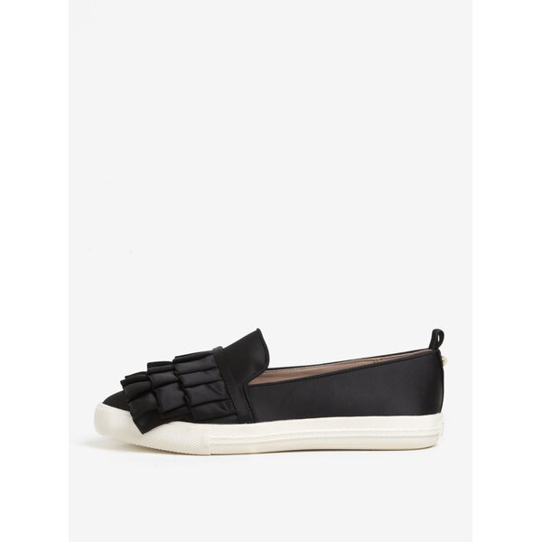 Pantofi slip on negri cu volane decorative - Miss KG Livia