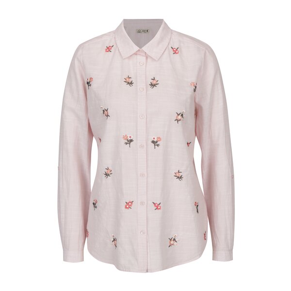 Camasa roz deschis cu dungi crem si broderie florala - M&Co