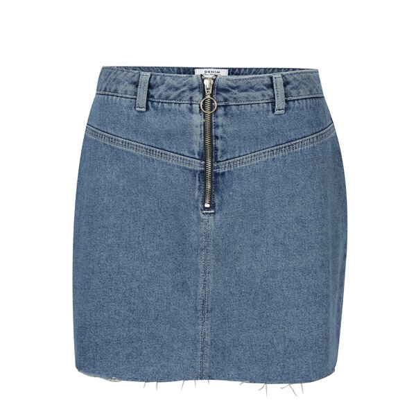 Fusta mini din denim cu terminatie nefinisata Miss Selfridge