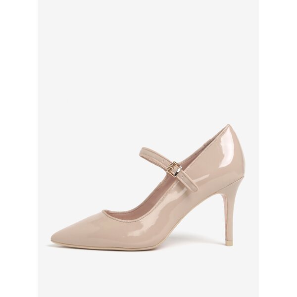 Pantofi roz pal cu bareta si aspect lacuit Dune London Abbey