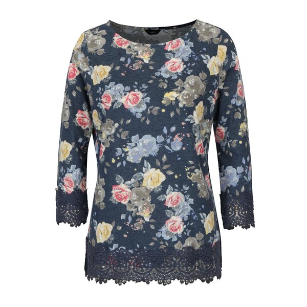 Bluza bleumarin cu dantela si maneci 3/4 - M&Co