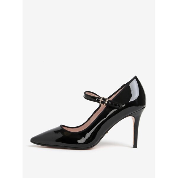 Pantofi negri cu bareta si aspect lacuit Dune London Abbey