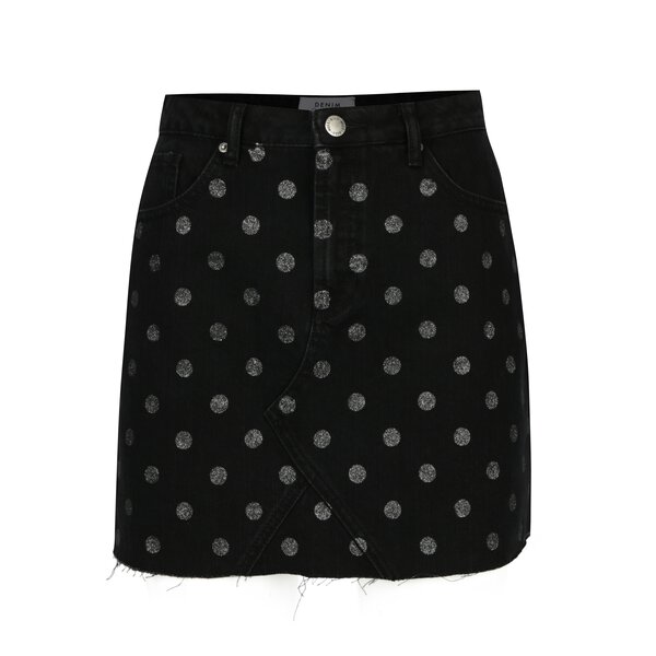 Fusta din denim neagra cu buline stralucitoare Miss Selfridge