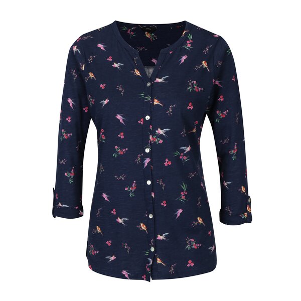 Bluza bleumarin din bumbac cu print floral - M&Co