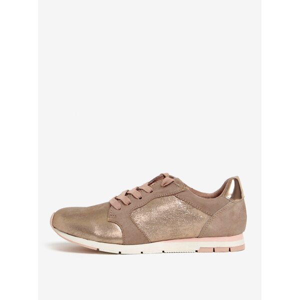 Pantofi sport auriu roze cu aspect metalic Tamaris