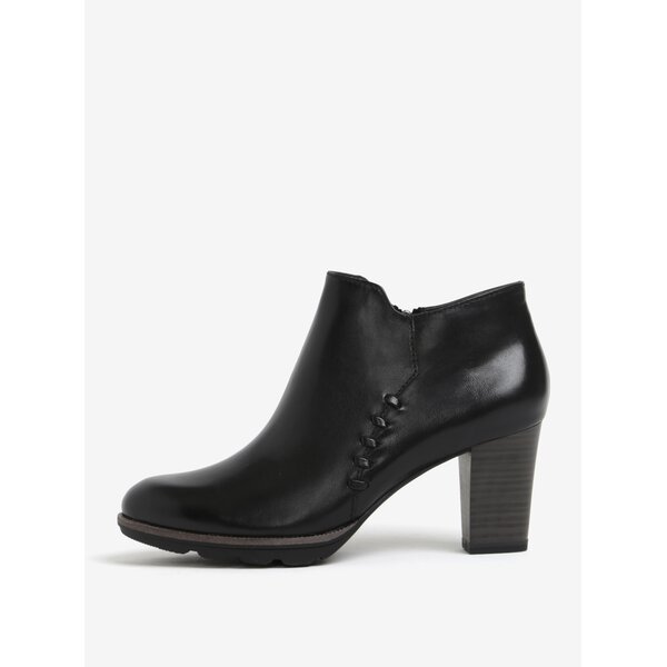 Botine negre din piele cu cusaturi decorative Tamaris