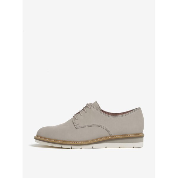 Pantofi bej din piele cu platforma Tamaris