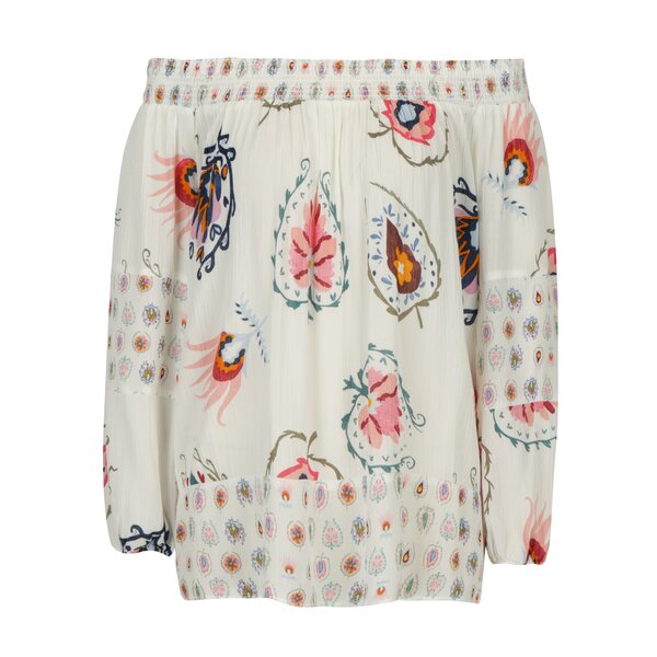 Bluza crem cu umeri expusi si print ornamental Desigual Minor