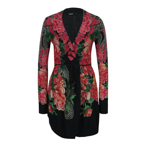 Cardigan bleumarin cu print si siret - Desigual Drew