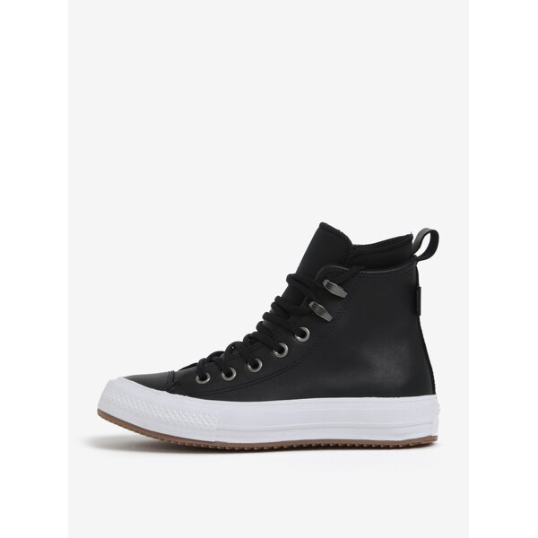 Bascheti inalti negri din piele naturala pentru femei - Converse Chuck Taylor Lunarlon