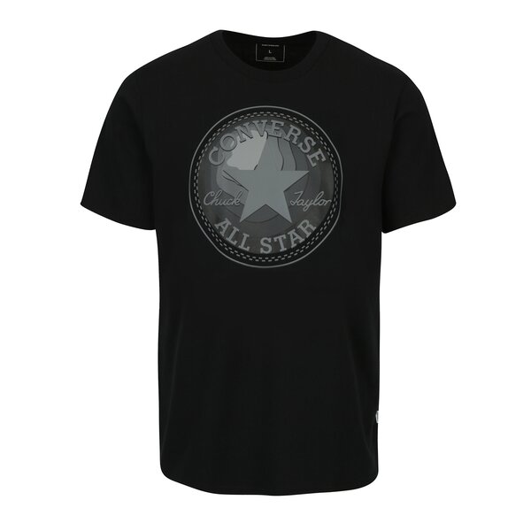 Tricou negru cu logo pentru barbati - Converse Dimensional Layer Chuckpatch