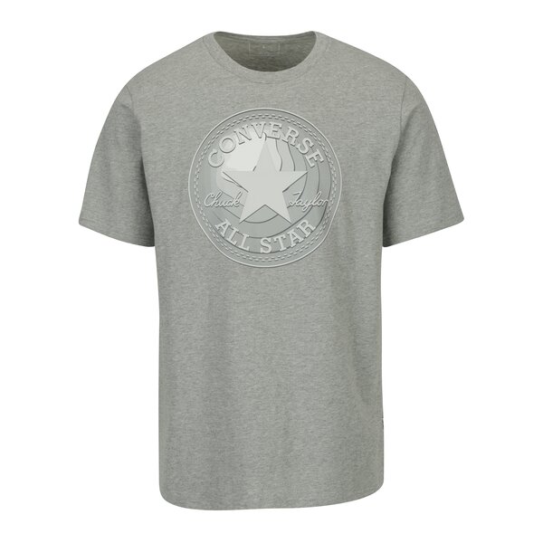 Tricou gri melanj cu print logo pentru barbati - Converse Dimensional Layer Chuckpatch