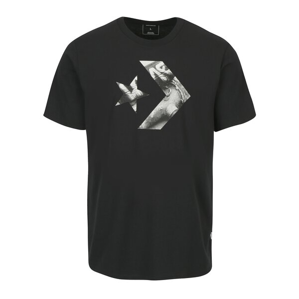 Tricou gri inchis din bumbac cu print pentru barbati - Converse Cons Star Chevron Photo