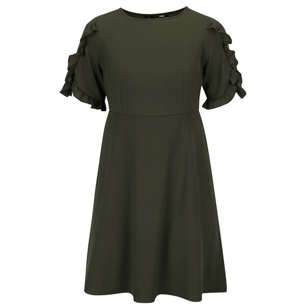 Rochie kaki cu volane pe maneci Dorothy Perkins Curve