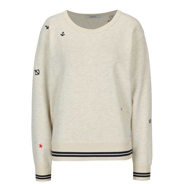 Bluza crem melanj cu broderie Scotch & Soda