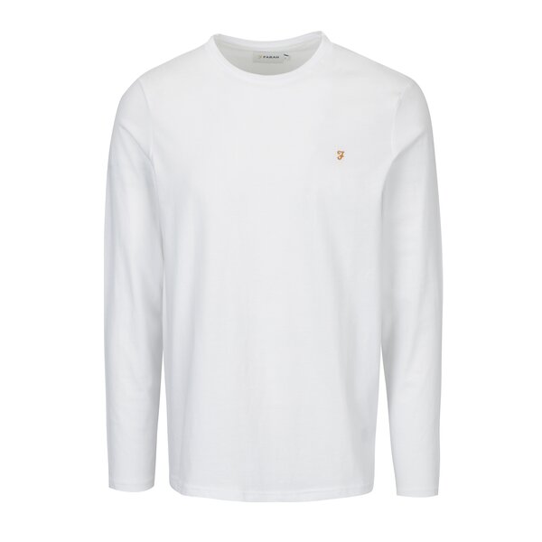 Bluza slim fit basic alba cu logo brodat Farah Denny