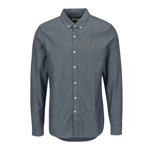 Camasa slim fit albastru melanj cu guler buttons-down Farah Steen