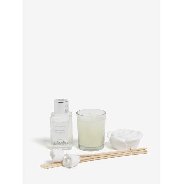 Set cadou cu difuzor, betisoare si lumanare parfumata - floare de bumbac SIFCON