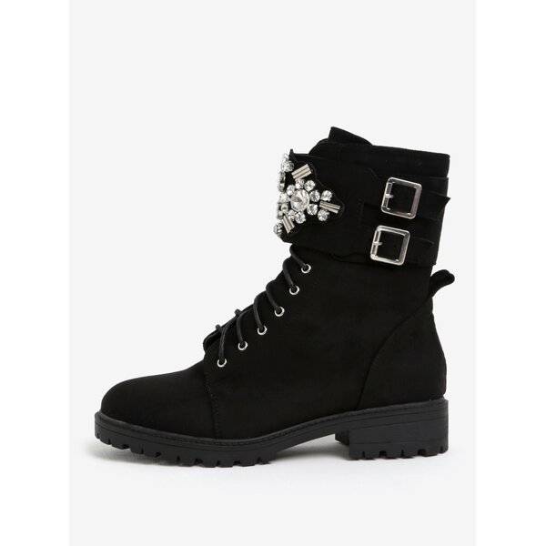 Bocanci negri cu catarame si aplicatii decorative - MISSGUIDED