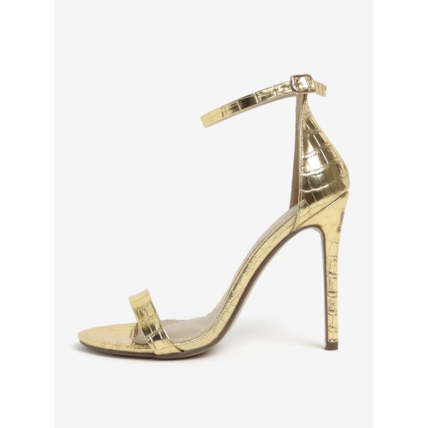 Sandale aurii cu toc cui si model piele de sarpe MISSGUIDED