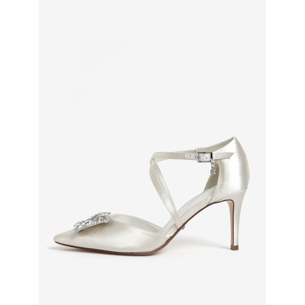 Pantofi din satin crem cu barete si aplicatie decorativa Dune London Deanna