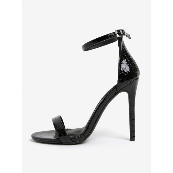 Sandale negre cu toc cui si model piele de sarpe MISSGUIDED