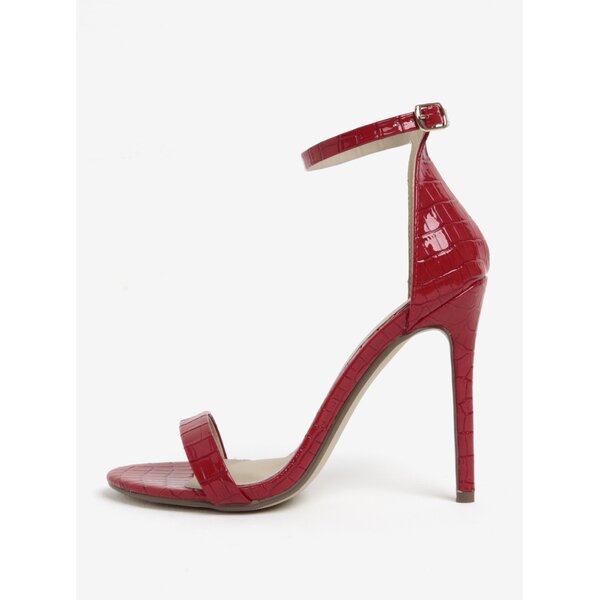 Sandale rosii cu toc cui si model piele de sarpe MISSGUIDED