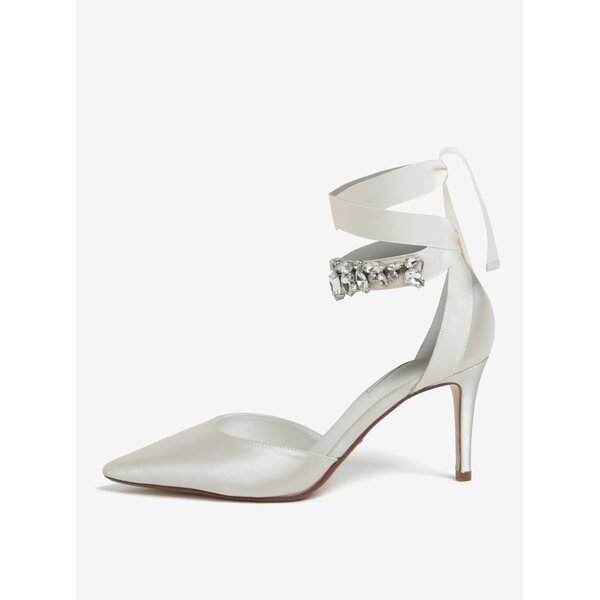 Pantofi din satin crem cu aplicatie decorativa Dune London Diamond