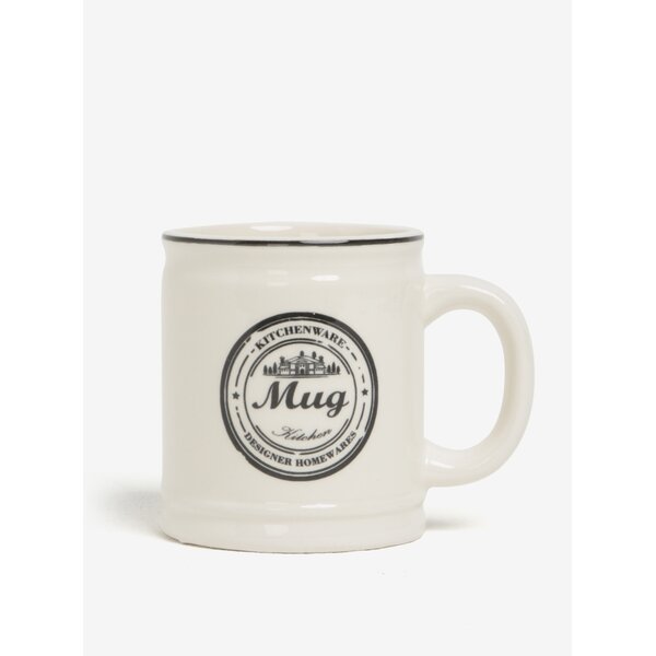 Cana crem din ceramica cu print Dakls