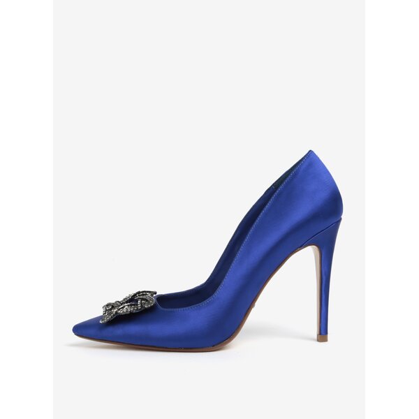 Pantofi satinati albastri cu aplicatie decorativa Dune London Breanna