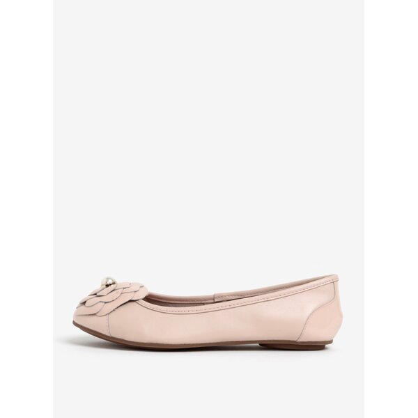 Balerini roz deschis din piele cu floare Dune London Hyacinth